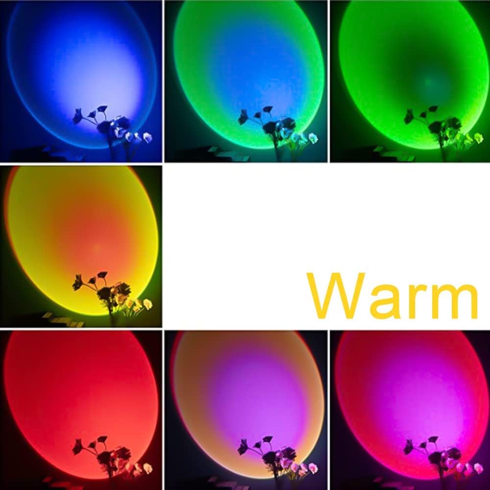 GreenHB Sunset Lamp Sunset Light 7 Colors Rechargeable Selfie Light Living Room Decor for Romantic Time Movie Night