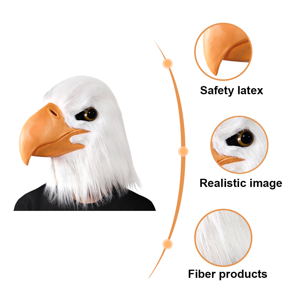 GreenHB Eagle Mask Halloween Costume Eagle Head Animal Latex Mask for Halloween