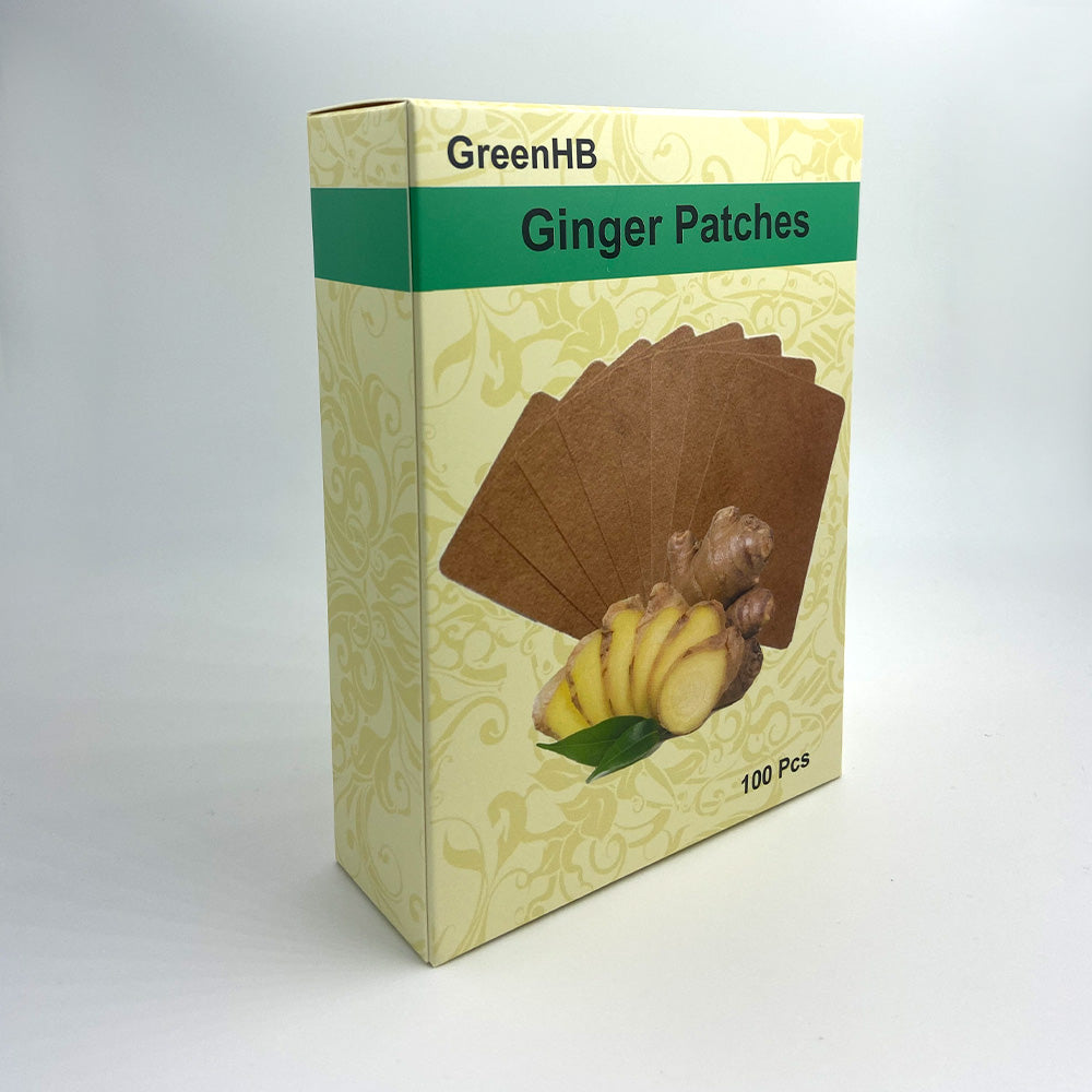 GreenHB 100 Pcs Ginger Patches Herbal Ginger Foot Pads Lymphatic Drainage Pain Patches