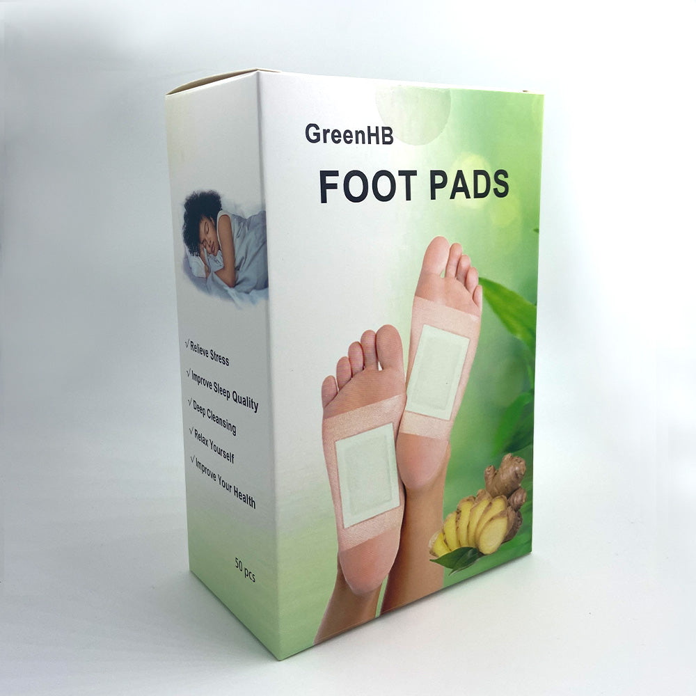 GreenHB Lymphatic Drainage Ginger Foot Pads 50 Pads - Ginger Oil Foot Patches Deep Cleansing Sleep Aids Relieve Stress and Fatigue Improve Sleep Quality